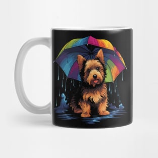 Australian Terrier Rainy Day With Umbrella Mug